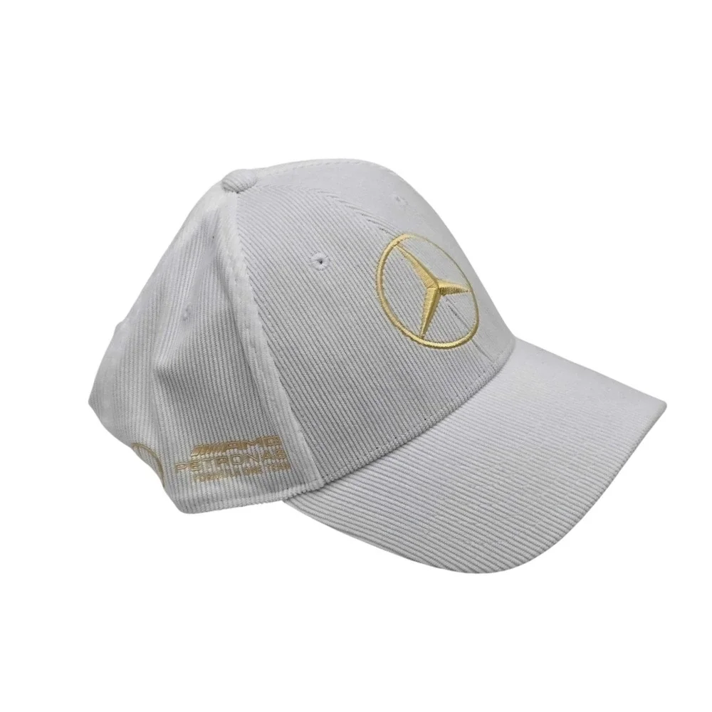adidas Mercedes AMG Petronas F1 Corduroy Strapback Hat Cap White Gold NWT JY5608